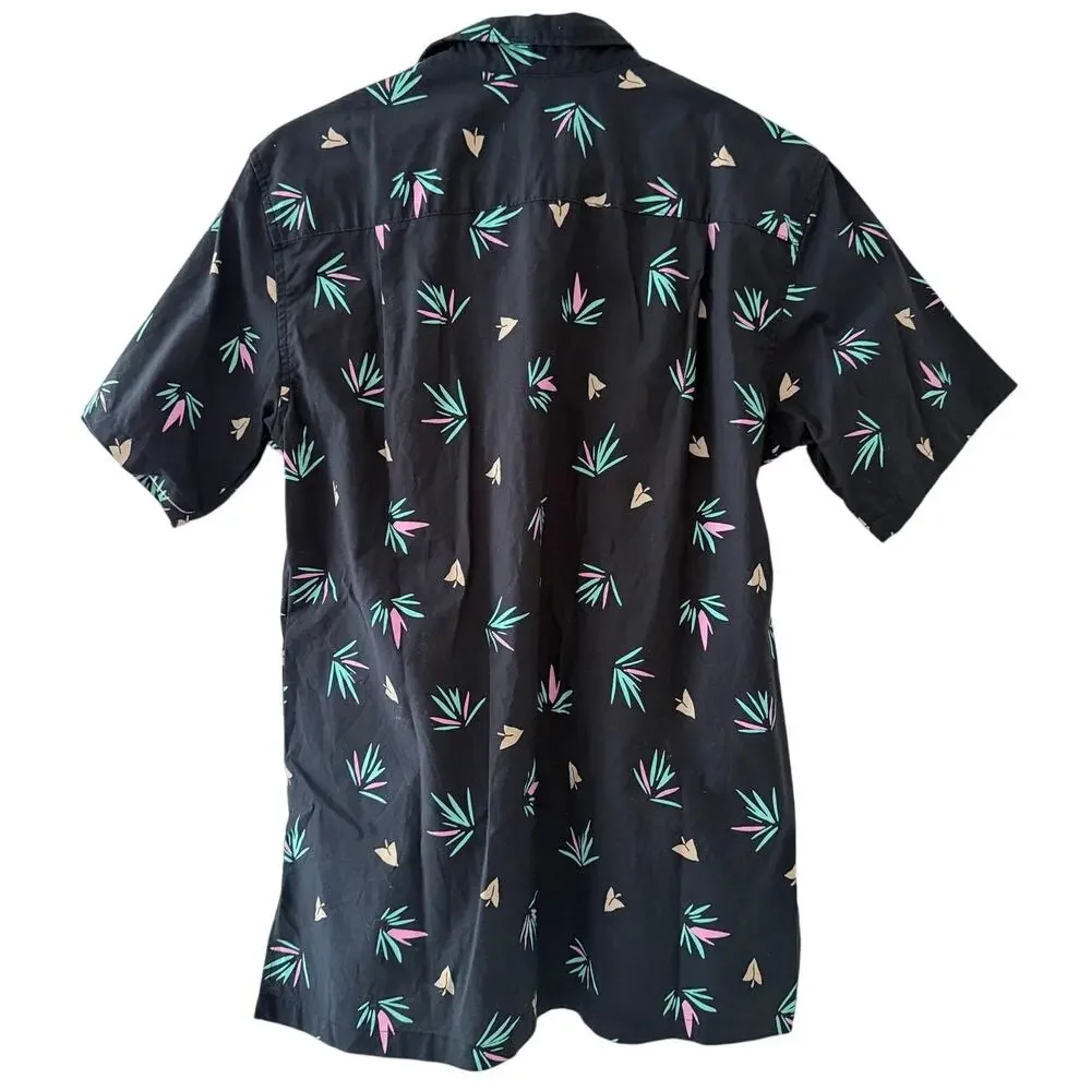 Vintage Roberta Oaks Aloha Short Sleeve Button Up Palm Leaf Pattern Medium